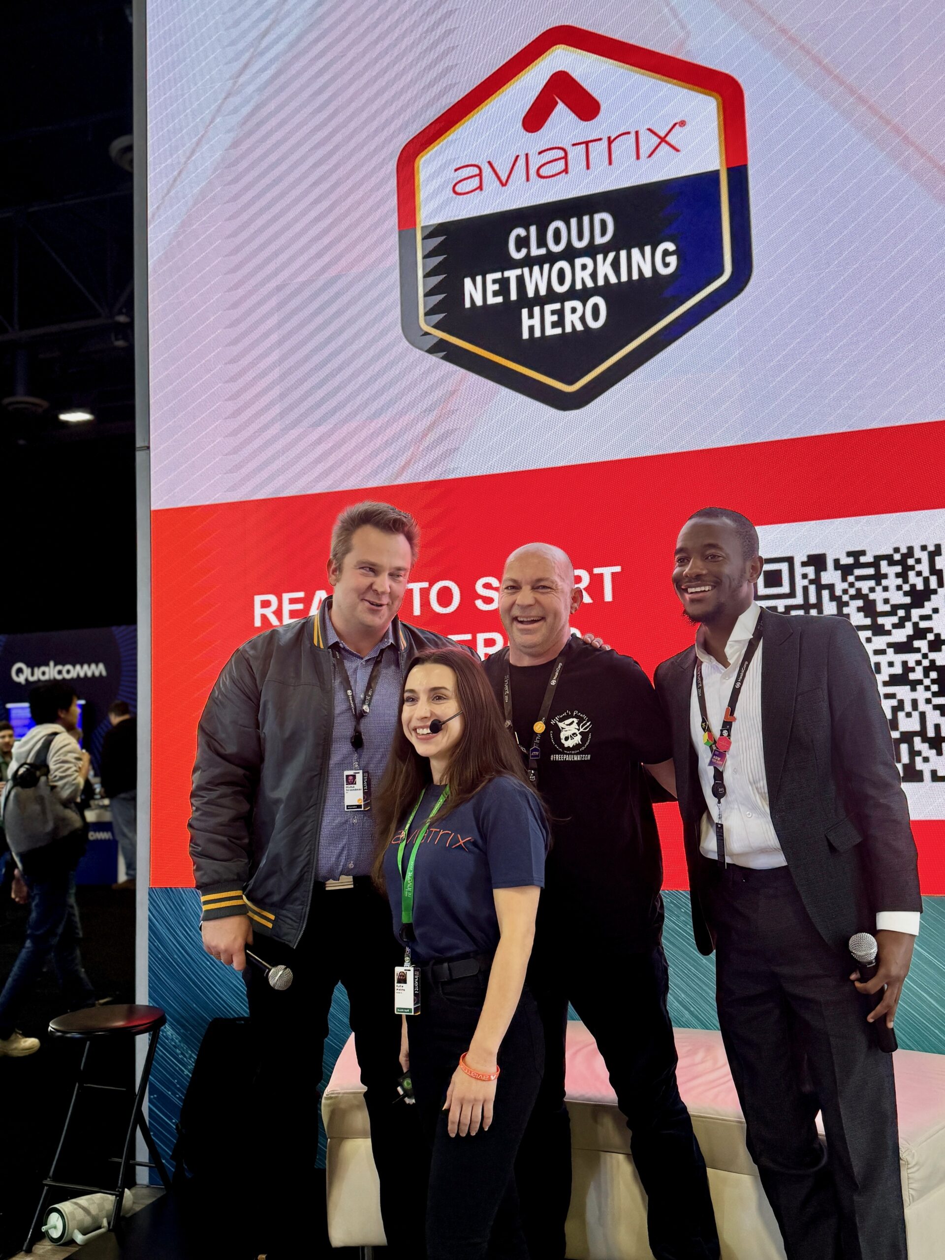 Michal Strzembicki, Roy Long, Ansley A Moyo, and Katie Holms from Aviatrix at AWS re:Invent