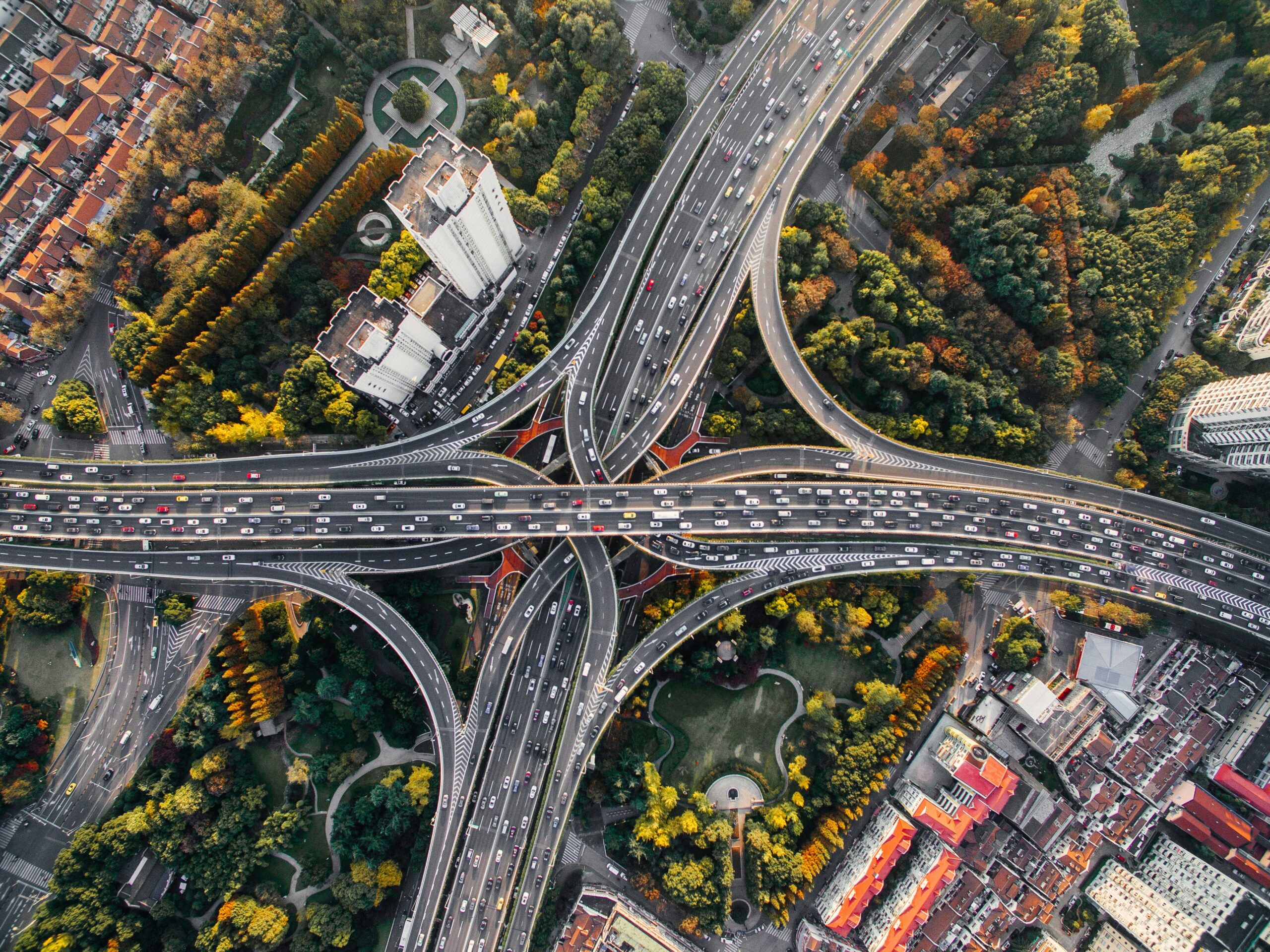 Bird's eye view of a highway system